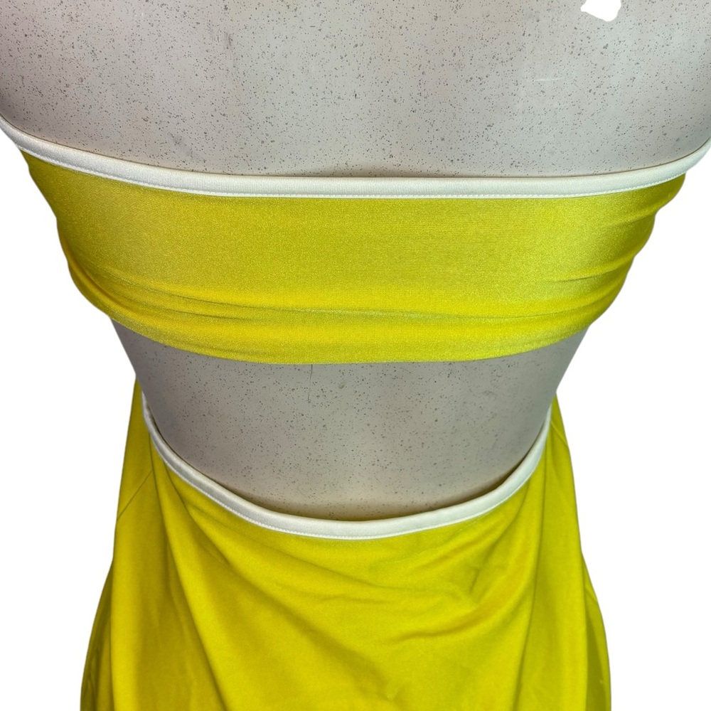 BAOBAB Mambo Evening Dress Neon Yellow Strapless Bandeau Cutout Small Women's - Picture 6 of 11